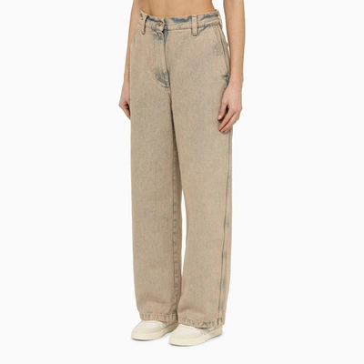 Palm Angels Bi Colore Overdye Wide Fit Jeans In Pink