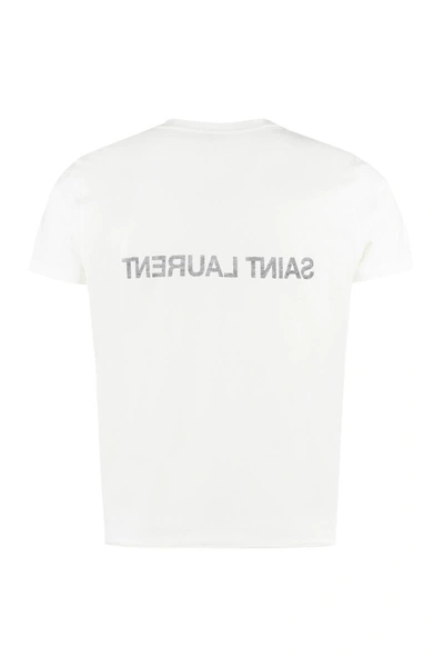 Shop Saint Laurent Cotton Crew-neck T-shirt In White