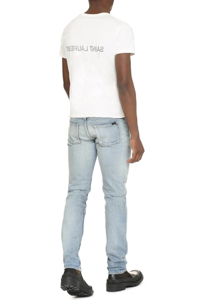 Shop Saint Laurent Cotton Crew-neck T-shirt In White