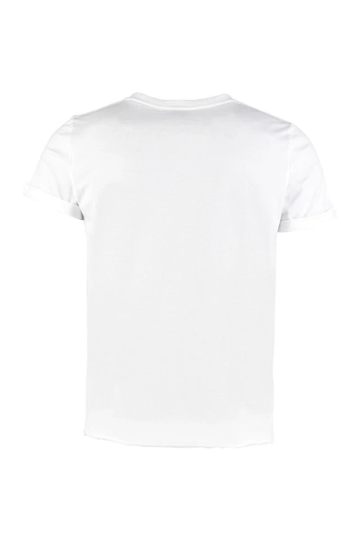 Shop Saint Laurent Logo Cotton T-shirt In White