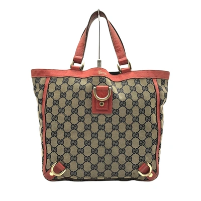 Shop Gucci Abbey Grey Canvas Tote Bag ()