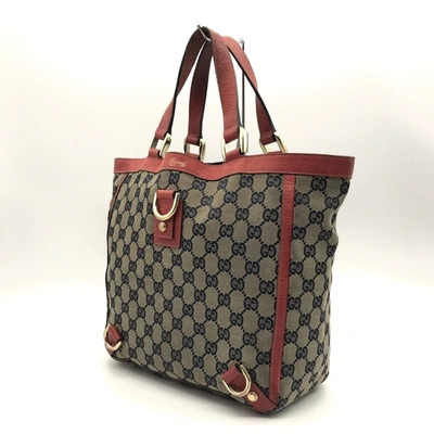 Shop Gucci Abbey Grey Canvas Tote Bag ()
