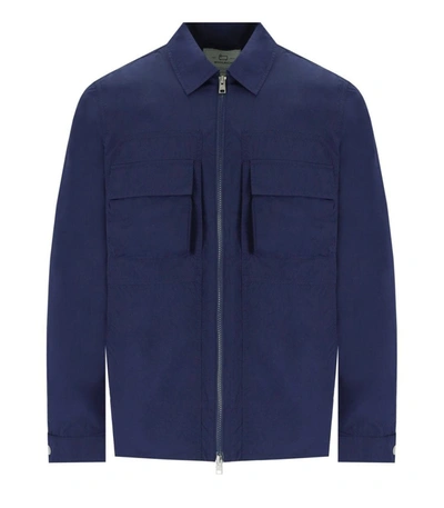 Shop Woolrich Crinkle Blue Shirt-style Jacket