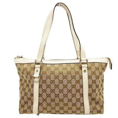 Shop Gucci Cabas White Canvas Tote Bag ()