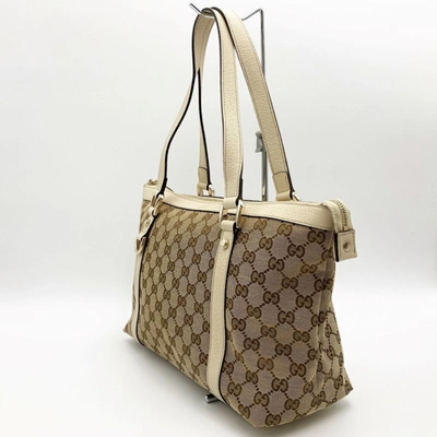 Shop Gucci Cabas White Canvas Tote Bag ()