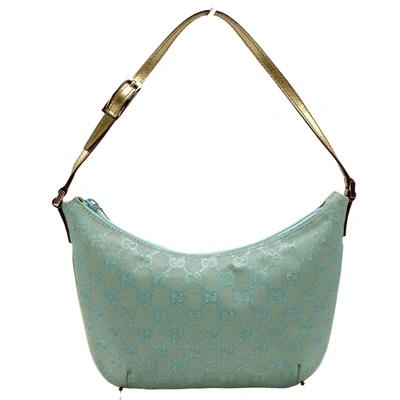 Shop Gucci Hobo Green Canvas Shopper Bag ()