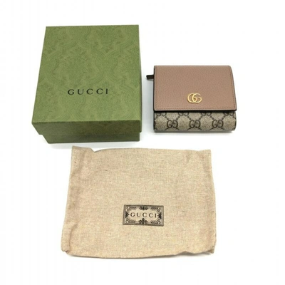 Shop Gucci Marmont Beige Canvas Wallet  ()