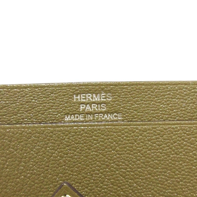 Shop Hermes Hermès Béarn Green Leather Wallet  ()
