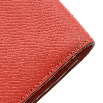 Shop Hermes Hermès Béarn Red Leather Wallet  ()