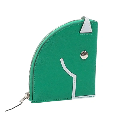 Shop Hermes Hermès Paddock Green Leather Wallet  ()