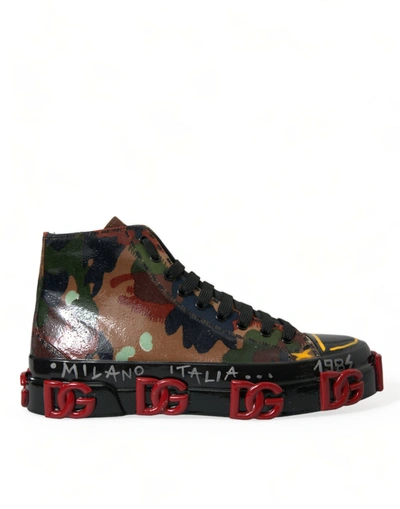 Shop Dolce & Gabbana Multicolor Camouflage High Top Men Sneakers Shoes