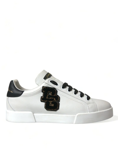 Shop Dolce & Gabbana White Black Portofino Patch Men Sneakers Shoes