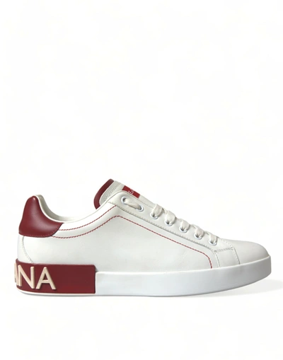 Shop Dolce & Gabbana White Red Portofino Low Top Men Sneakers Shoes