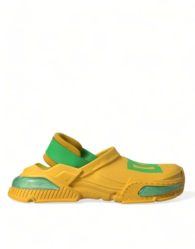Shop Dolce & Gabbana Yellow Green Rubber Clogs Men Slippers Men Shoes