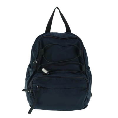Shop Prada Tessuto Navy Synthetic Backpack Bag ()
