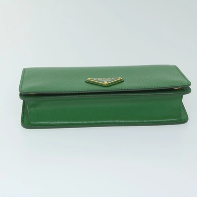 Shop Prada Vitello Move Keychain Green Leather Shoulder Bag ()