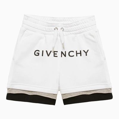 Shop Givenchy White Cotton Blend Short With Logo In Multicolor