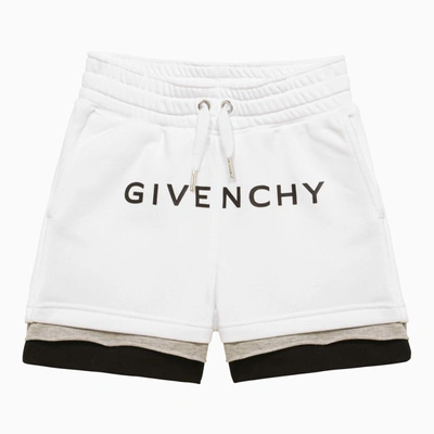 GIVENCHY WHITE COTTON BLEND SHORT WITH LOGO 