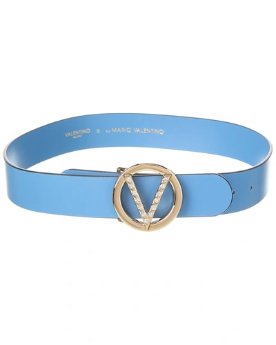 Shop Valentino By Mario Valentino Giusy Preciosa Leather Belt In Blue