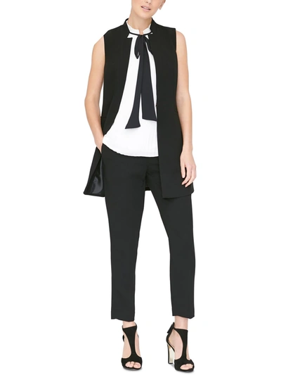 Shop Dkny Petites Womens Lapel Sleeveless Vest In Black