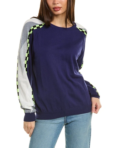 Shop Wispr Chevron Stripe Silk-blend Sweater In Blue
