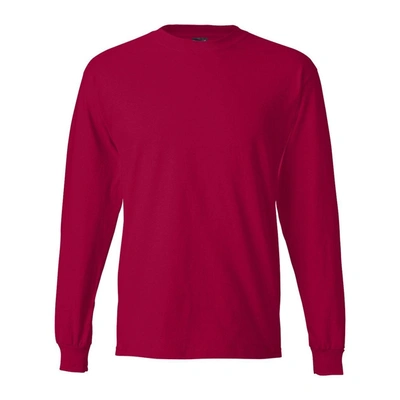 Shop Hanes Beefy-t Long Sleeve T-shirt In Pink
