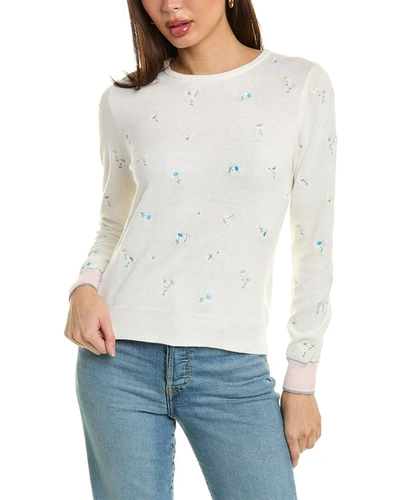 Shop Wispr Embroidered Floral Crewneck Silk-blend Sweater In White