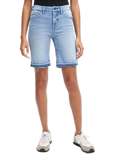Shop Jen7 By 7 For All Mankind Womens Denim Raw Hem Bermuda Shorts In Blue
