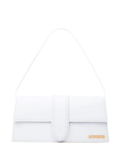 Shop Jacquemus Leather Le Bambino Long Shoulder Women's Bag In White