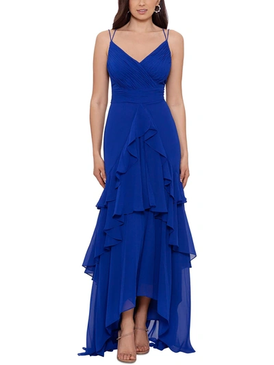 Shop Xscape Womens Hi-low Long Evening Dress In Blue