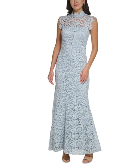 Shop Eliza J Womens Lace Long Evening Dress In Blue