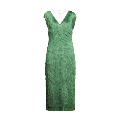 Shop Dolce & Gabbana Fringed Midi Dress In Green