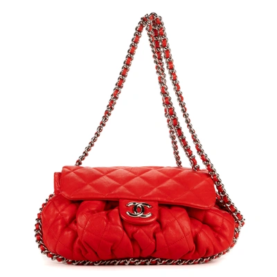 Pre-owned Chanel Chain Around Flap In Red