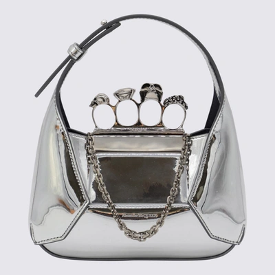 Shop Alexander Mcqueen Silver Metal Hobo Mini Jewelled Top Handle Bag