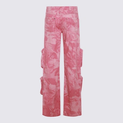 Shop Blumarine Pink Cotton Blend Cargo Jeans In Rose Wine/wild Rose