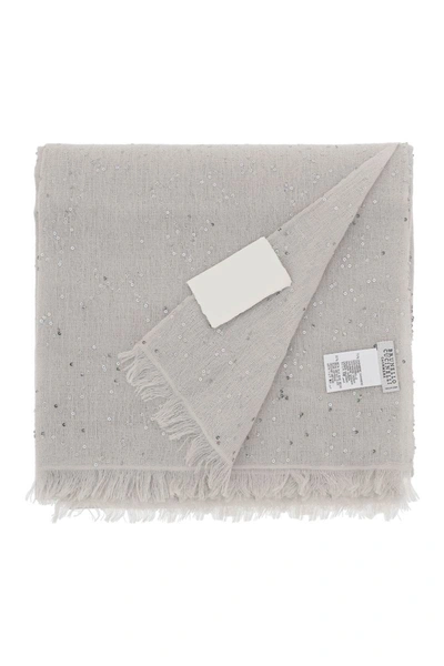 Shop Brunello Cucinelli "cashmere And Silk Scarf For In Grey