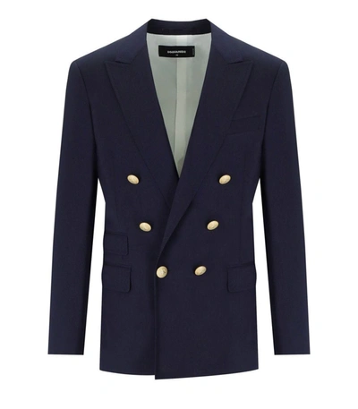 Shop Dsquared2 Palm Beach Blue Double Breasted Jacket