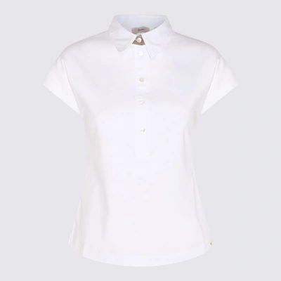 Shop Herno White Cotton Polo Shirt