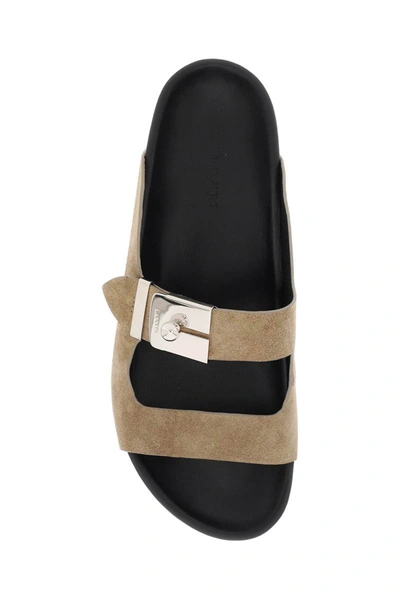Shop Lanvin Suede Leather Slides For Women In Brown