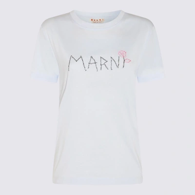 Shop Marni Light Blue Cotton T-shirt