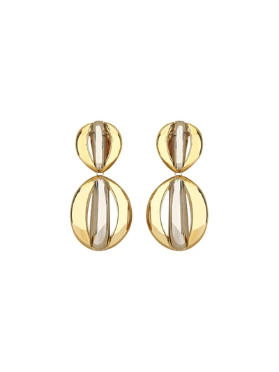 Shop Saint Laurent Earrings In Palladium/gold