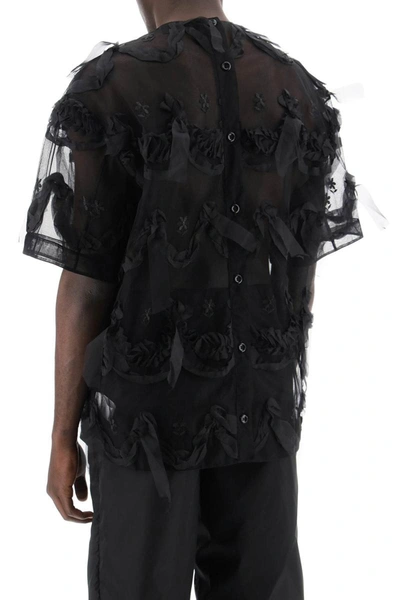 Shop Simone Rocha Tulle Embroidered T-shirt With Mesh In Black
