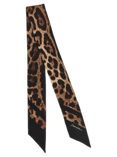 Shop Dolce & Gabbana Bandeau Animalier Scarves, Foulards Multicolor