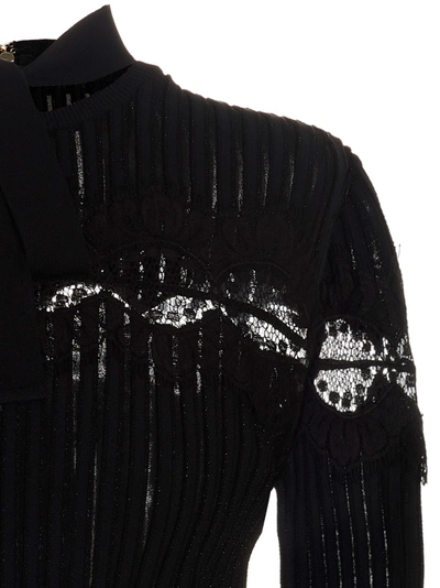 Shop Elie Saab Bow Lace Sweater Top Tops Black