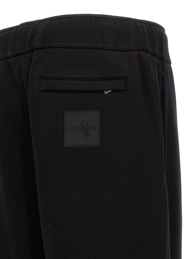 Shop Lanvin Logo Embroidery Joggers Pants Black