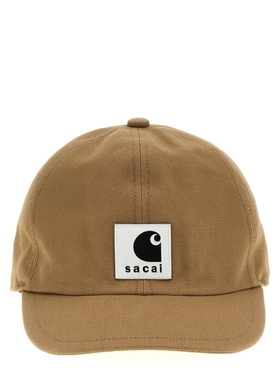 Shop Sacai X Carhartt Wip Cap Hats Beige