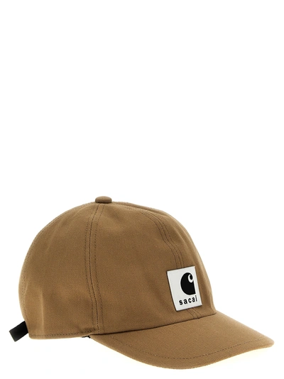 Shop Sacai X Carhartt Wip Cap Hats Beige