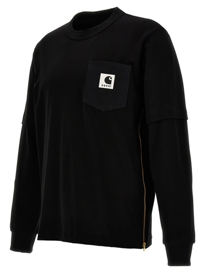 Shop Sacai X Carhartt Wip T-shirt Black