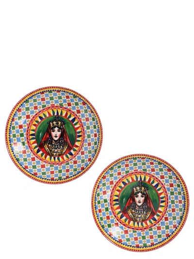 Shop Dolce & Gabbana Set Of 2 Soup Plates Multicolor