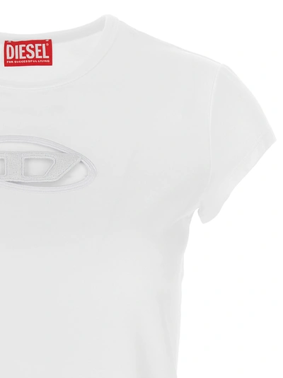 Diesel White T-shirt With Oval D Cut Out Detail In Stretch Cotton Woman